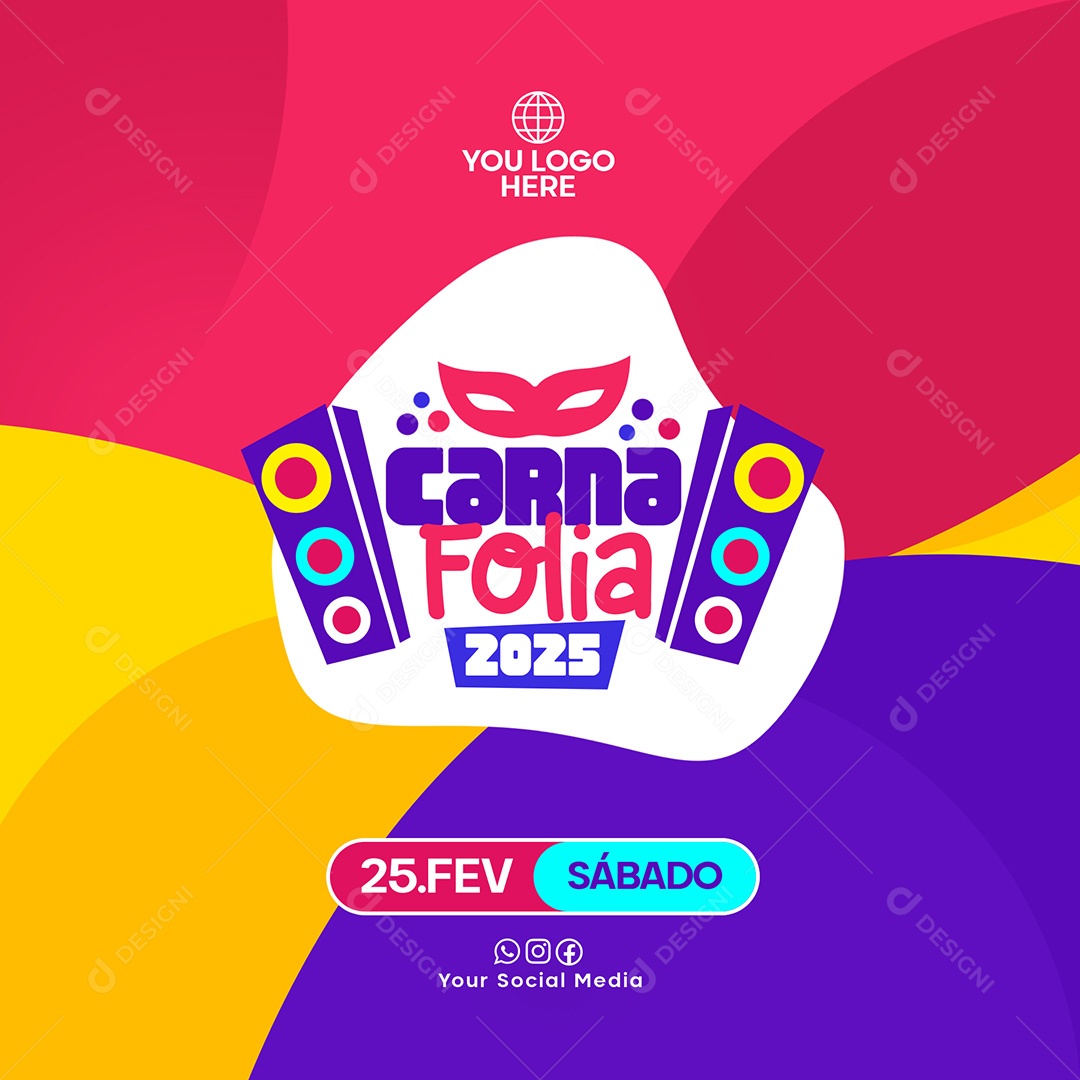 Flyer Carnafolia Social Media PSD Editável