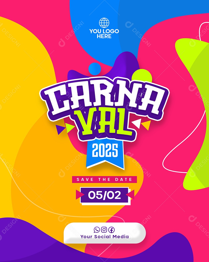 Flyer Carnaval 2025 Social Media PSD Editável