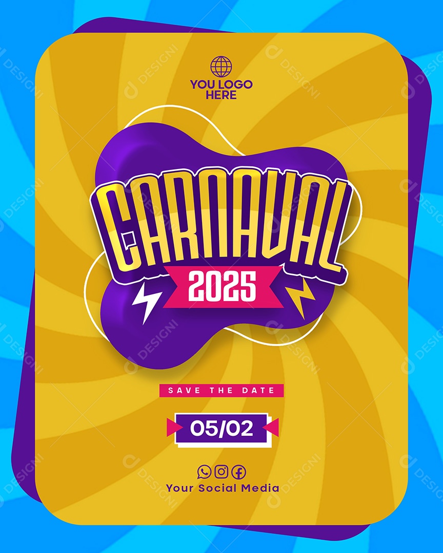 Flyer Carnaval Social Media PSD Editável