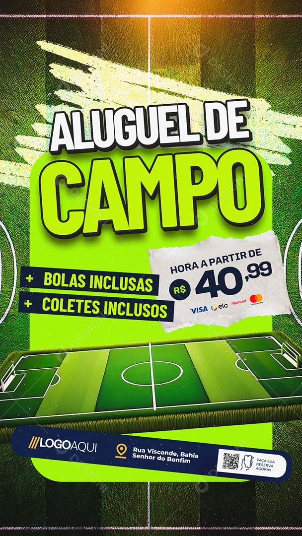 Story Futebol Aluguel de Camp Social Media PSD Editável