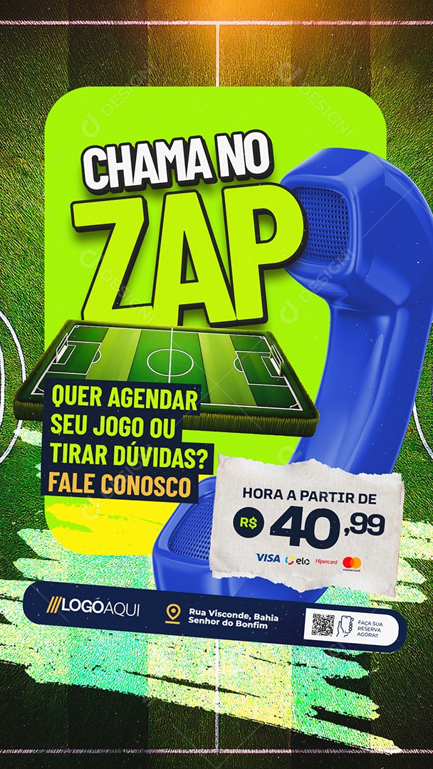 Story Futebol Chama no Zap Quer Agendar Social Media PSD Editável