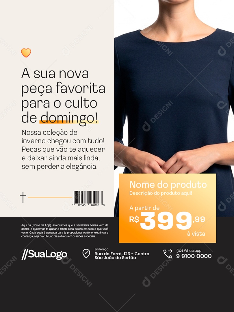 Moda Evangélica A Sua Nova Peça Favorita Social Media PSD Editável