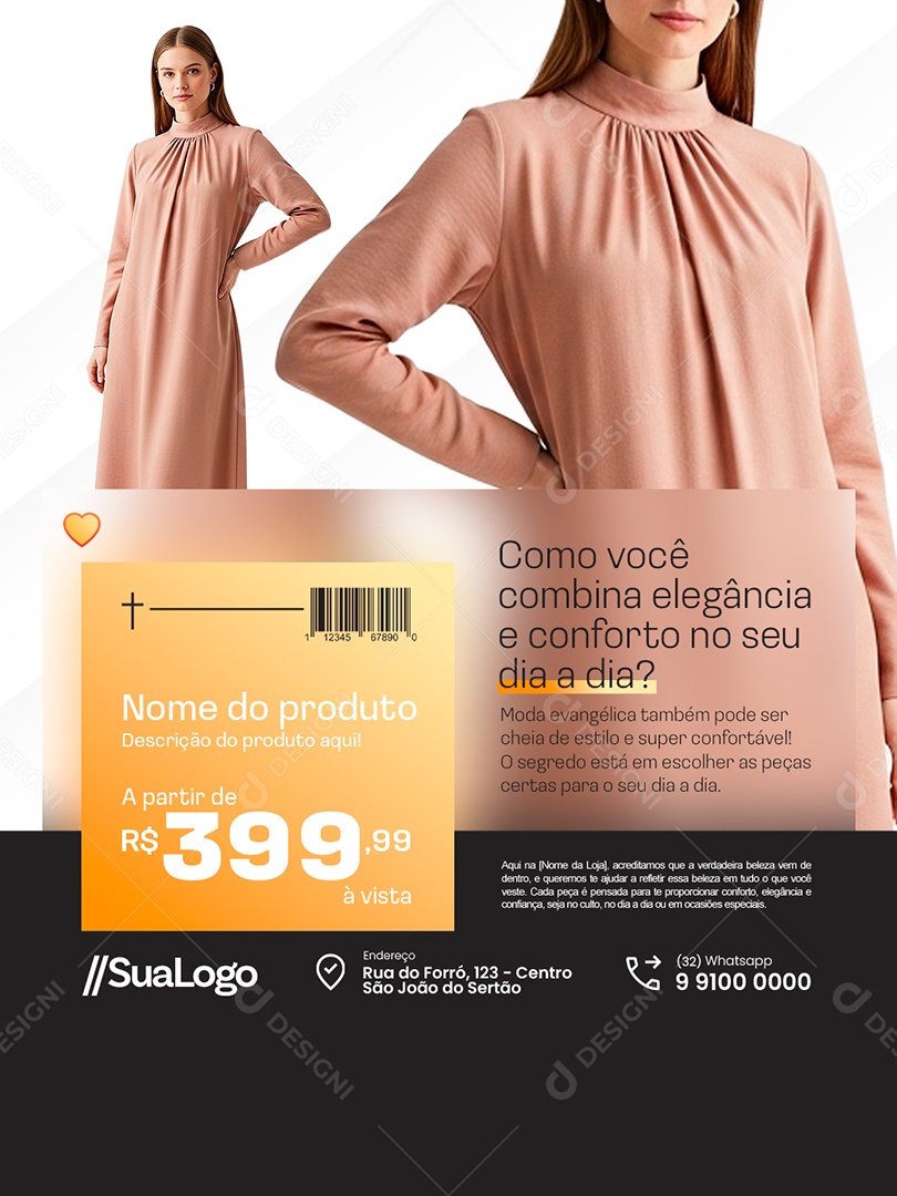 Moda Evangélica Combina Elegância e Conforto no Seu Dia a Dia Social Media PSD Editável