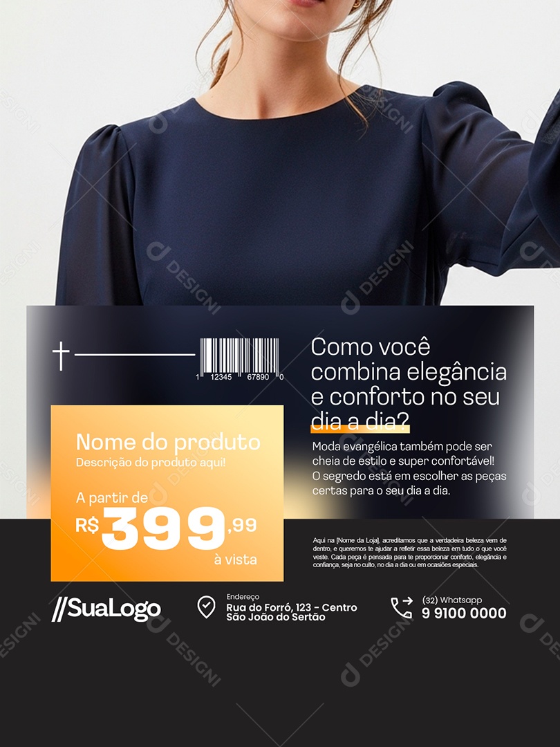 Moda Evangélica Também Pode Ser Cheia de Estilo Social Media PSD Editável