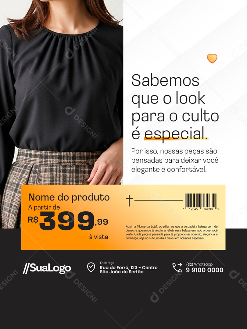 Moda Evangélica Sabemos Que o Look para o Culto é Especial Social Media PSD Editável