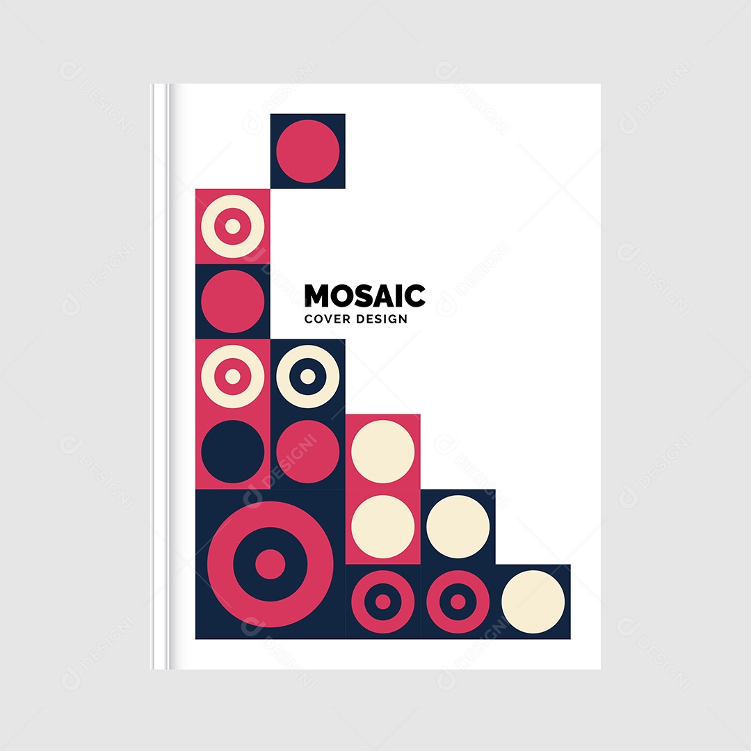 Modelo de Capa de Livro de Mosaico Plano Ilustração Vetor EPS