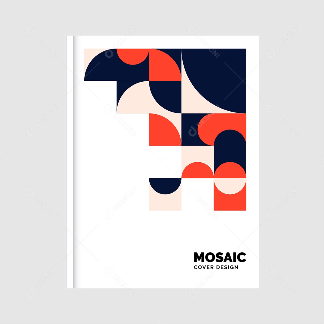 Modelo de Capa de Livro de Mosaico Plano Ilustração Vetor EPS