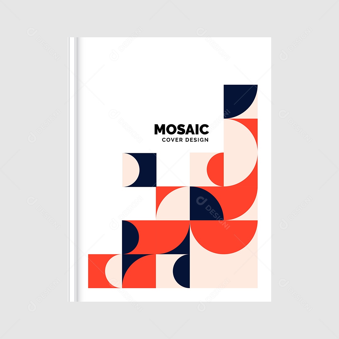 Modelo de Capa de Livro de Mosaico Plano Ilustração Vetor EPS