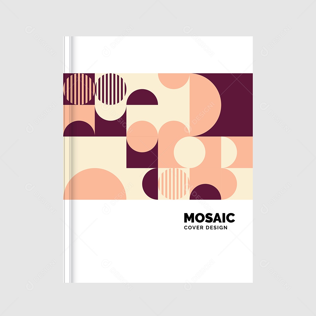 Modelo de Capa de Livro de Mosaico Plano Ilustração Vetor EPS