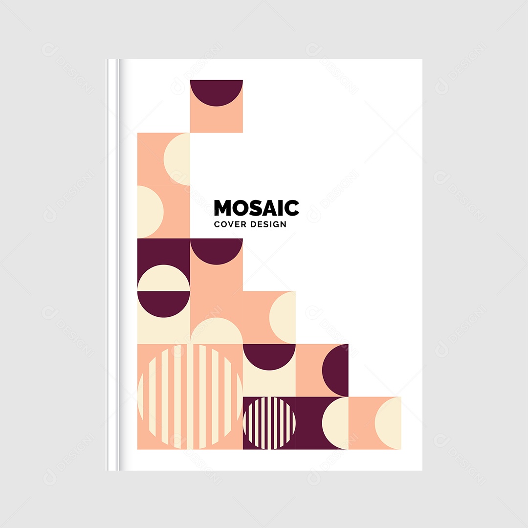 Modelo de Capa de Livro de Mosaico Plano Ilustração Vetor EPS