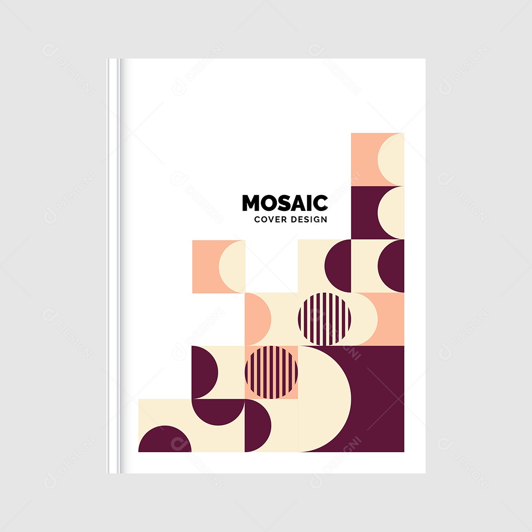 Modelo de Capa de Livro de Mosaico Plano Ilustração Vetor EPS
