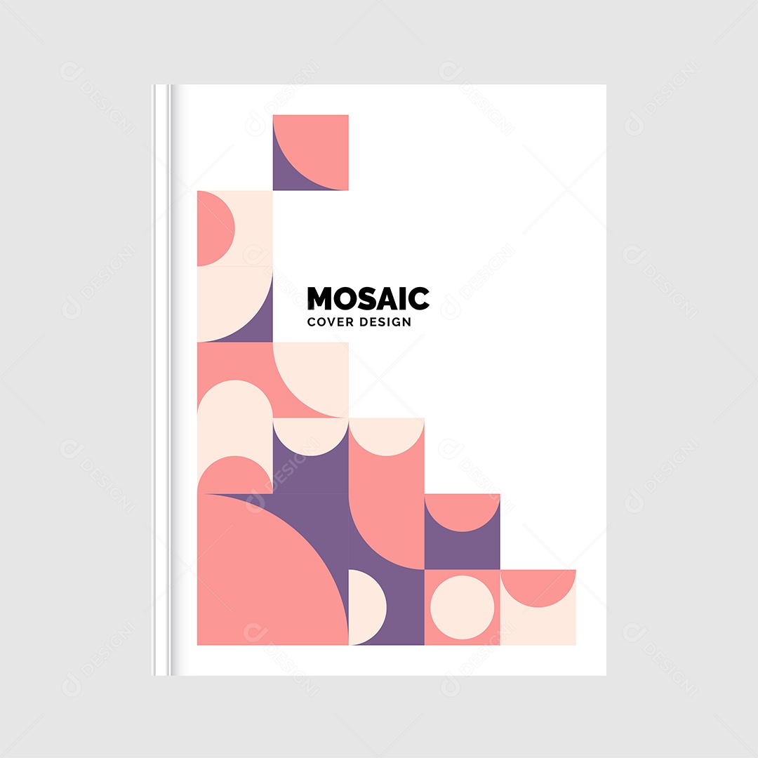 Modelo de Capa de Livro de Mosaico Plano Ilustração Vetor EPS