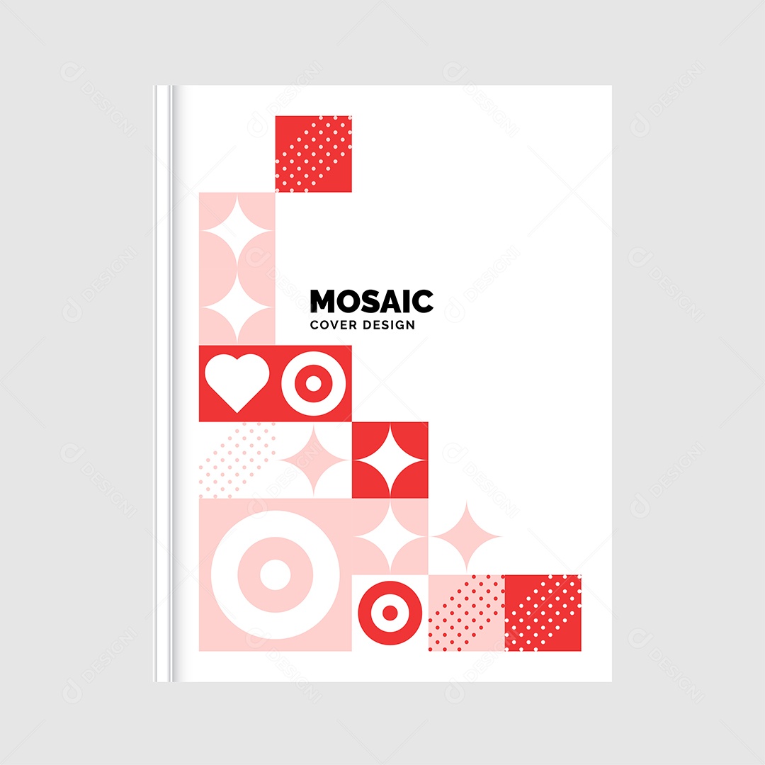 Modelo de Capa de Livro de Mosaico Plano Ilustração Vetor EPS