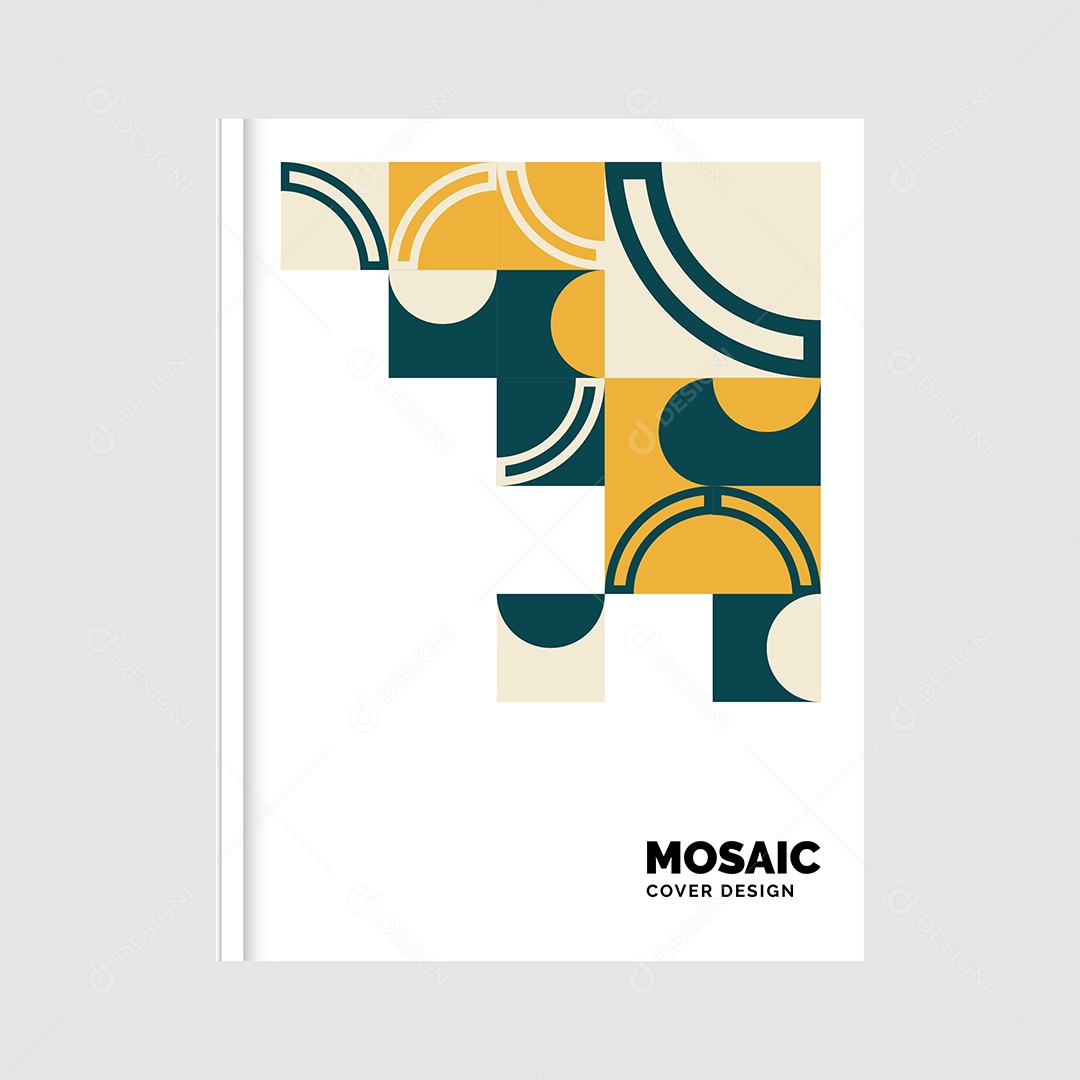 Modelo de Capa de Livro de Mosaico Plano Ilustração Vetor EPS