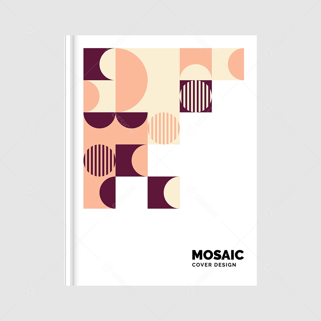 Modelo de Capa de Livro de Mosaico Plano Ilustração Vetor EPS