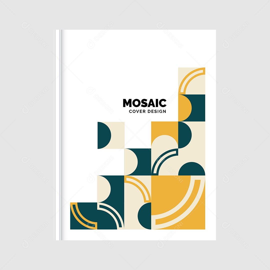 Modelo de Capa de Livro de Mosaico Plano Ilustração Vetor EPS