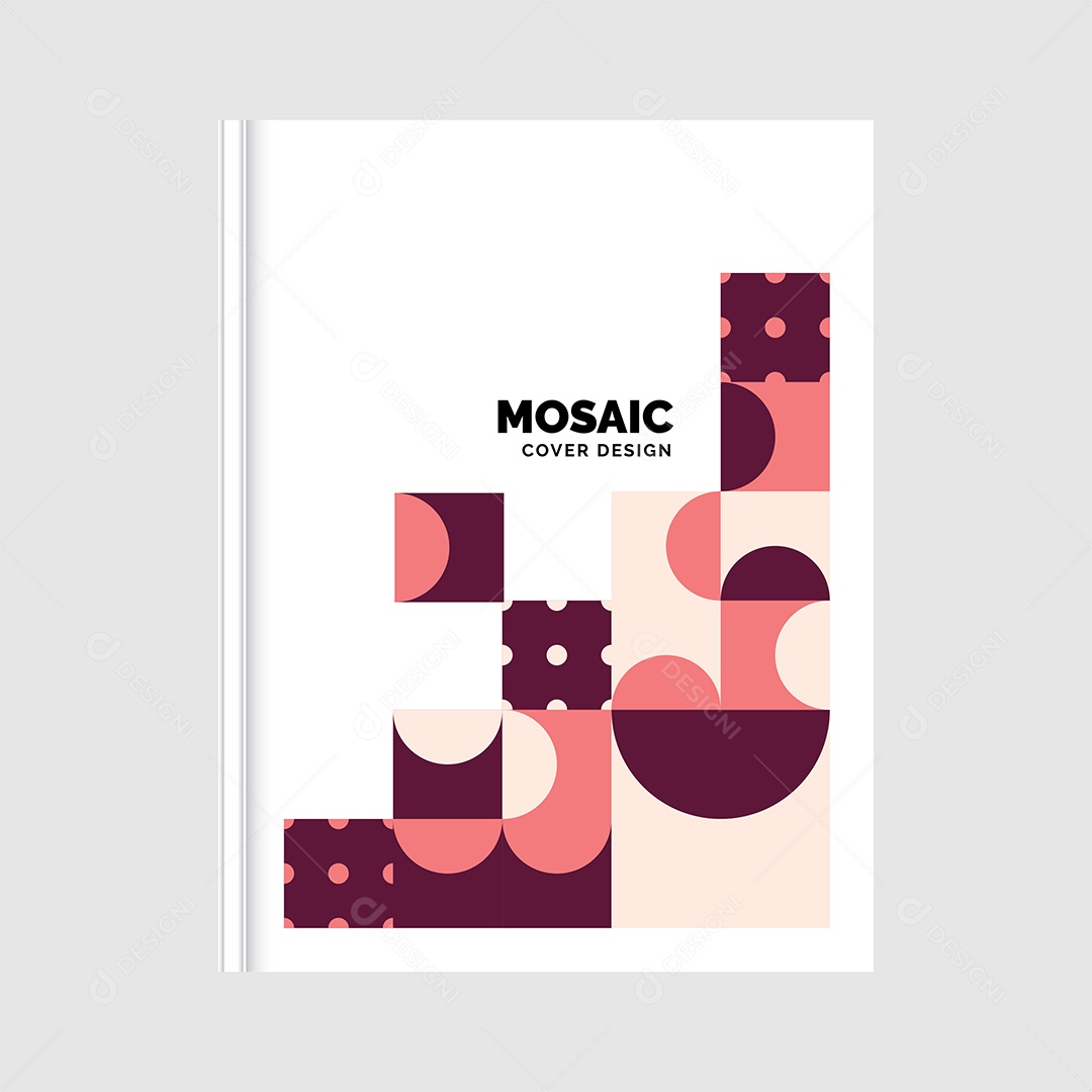 Modelo de Capa de Livro de Mosaico Plano Ilustração Vetor EPS