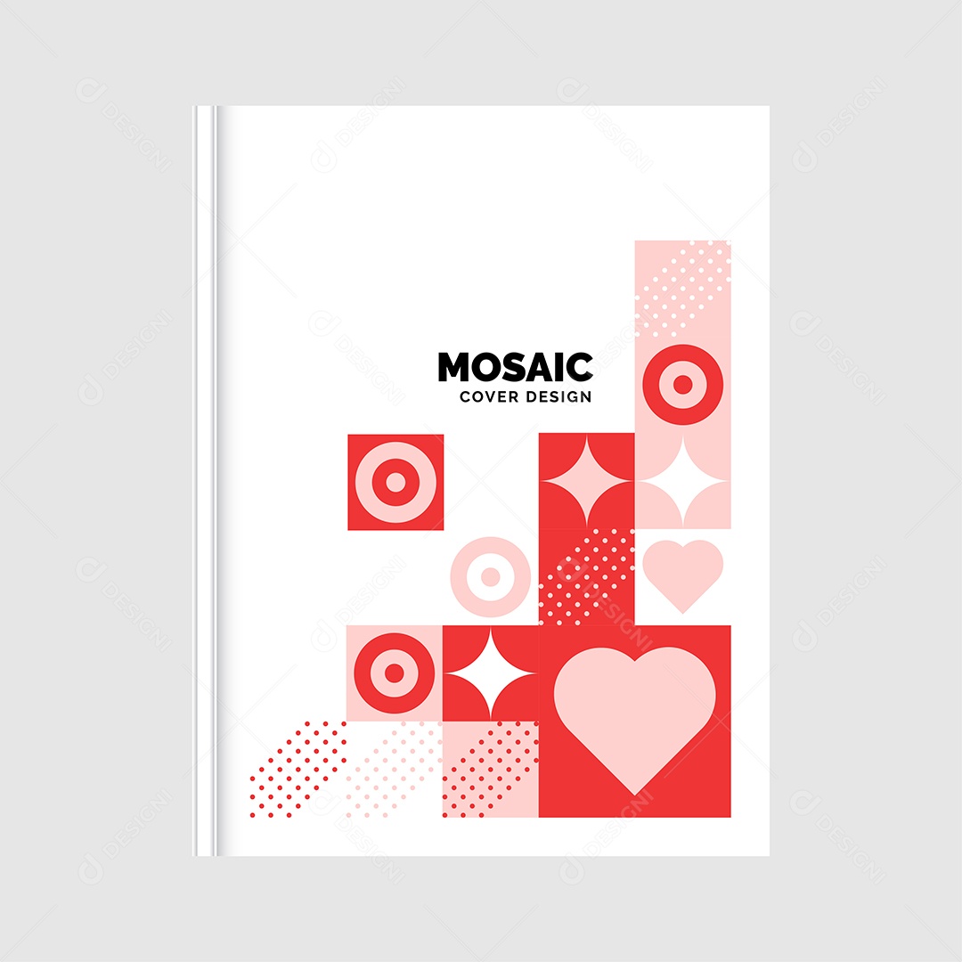Modelo de Capa de Livro de Mosaico Plano Ilustração Vetor EPS