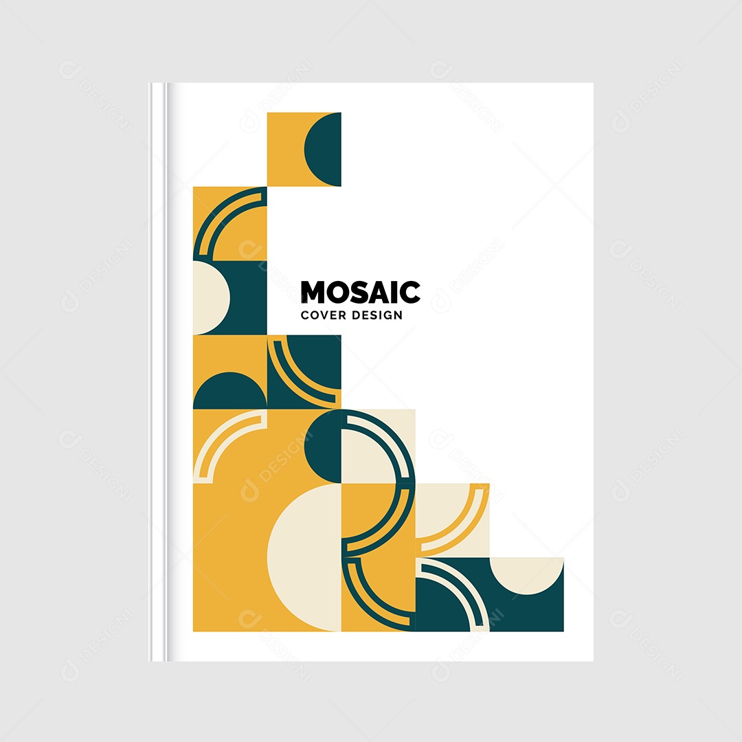 Modelo de Capa de Livro de Mosaico Plano Ilustração Vetor EPS