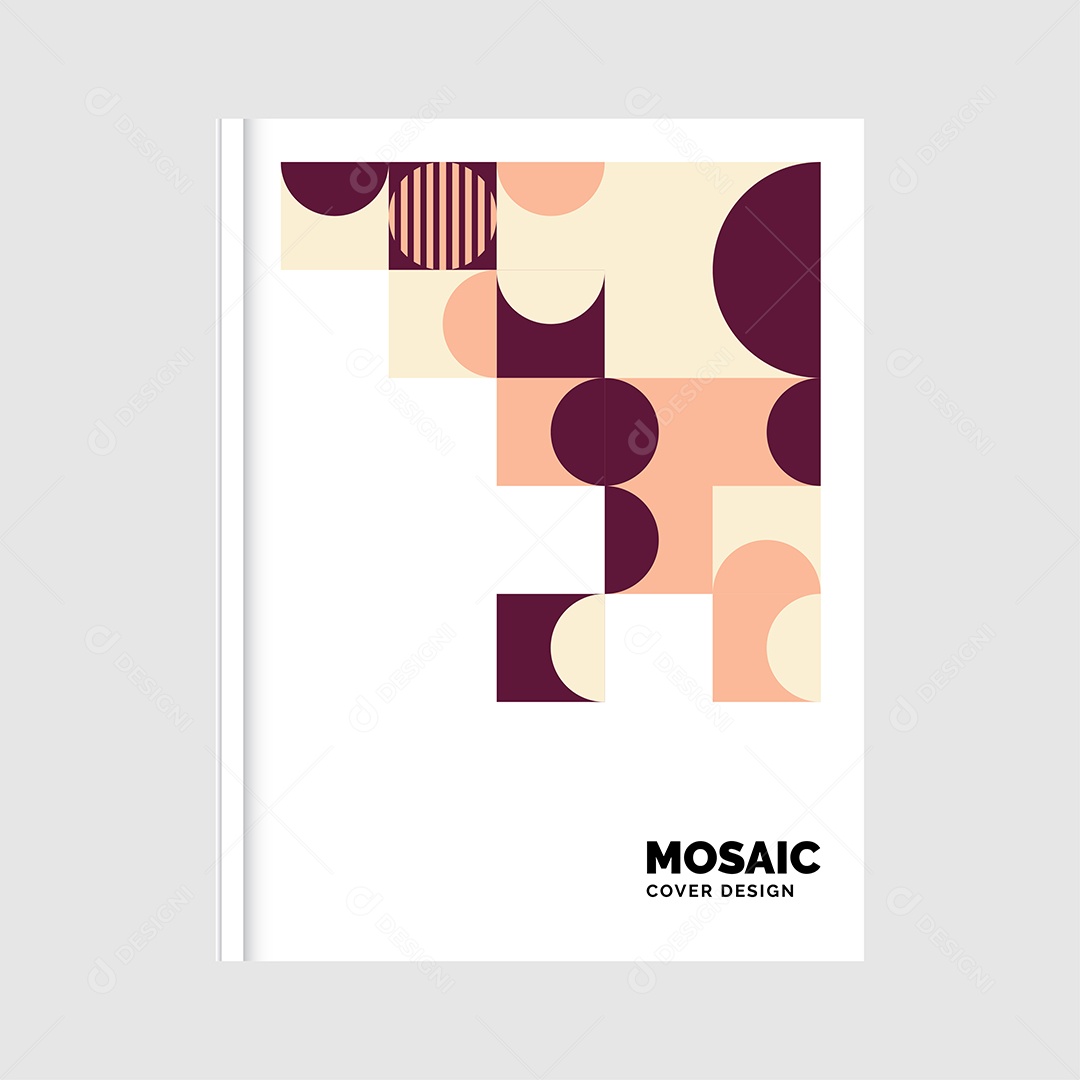 Modelo de Capa de Livro de Mosaico Plano Ilustração Vetor EPS