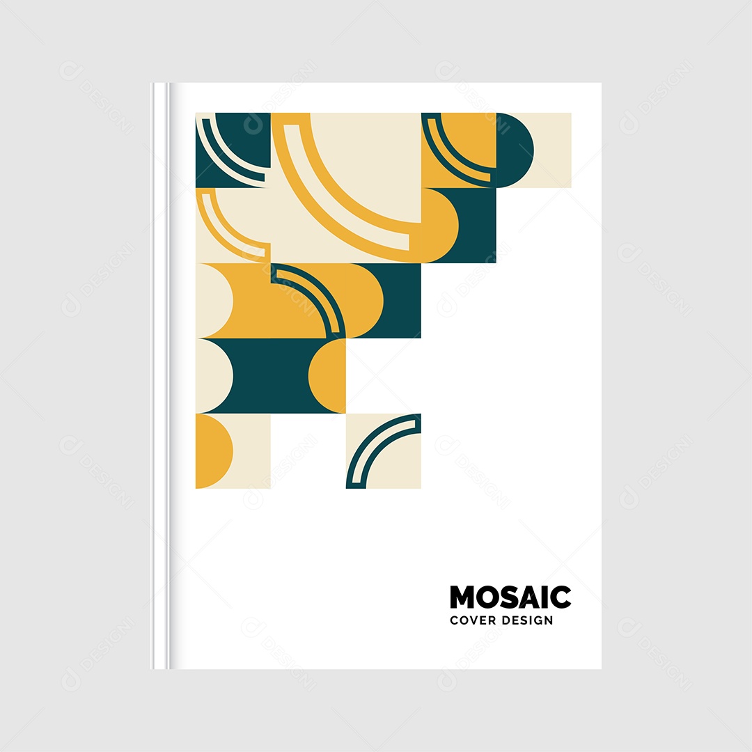 Modelo de Capa de Livro de Mosaico Plano Ilustração Vetor EPS