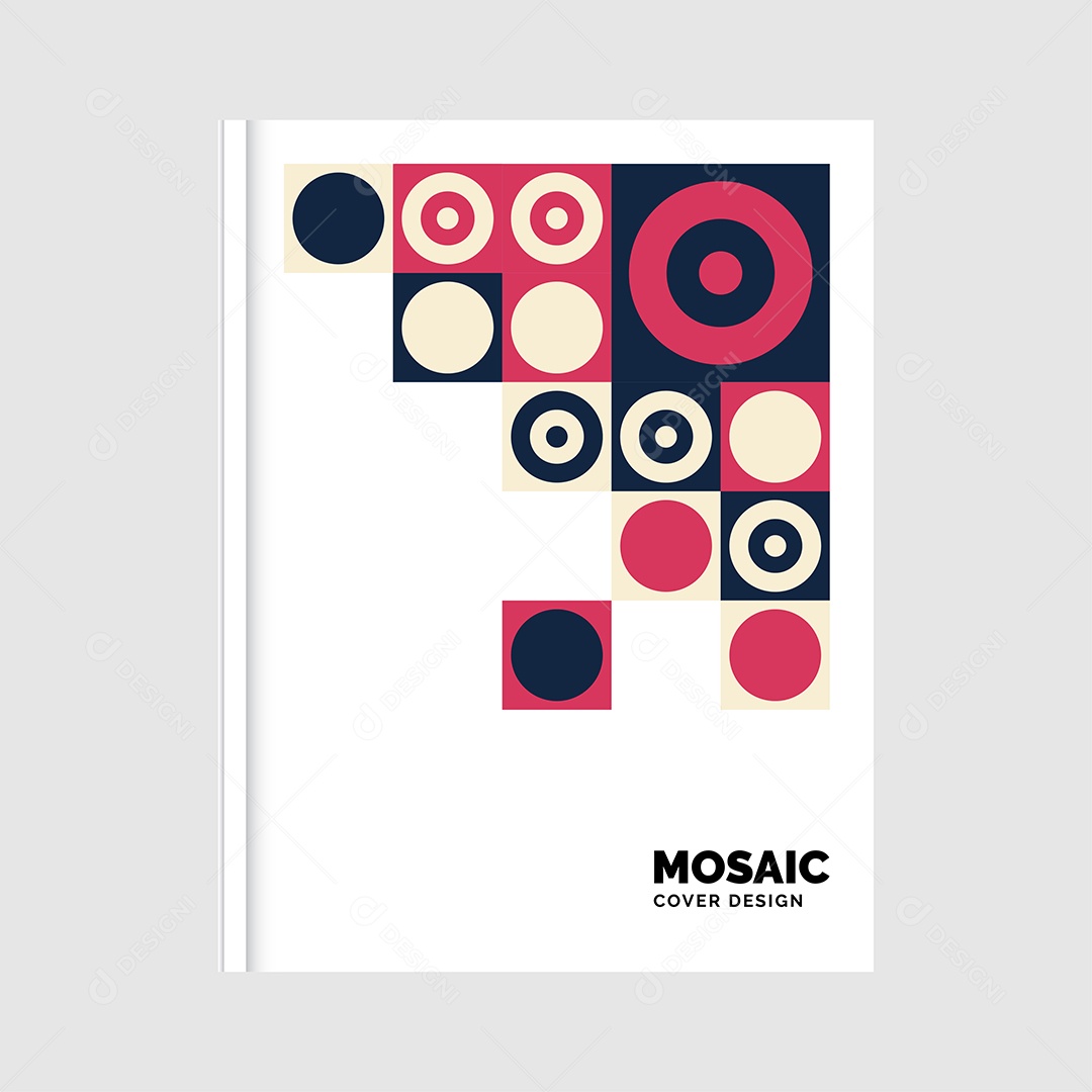 Modelo de Capa de Livro de Mosaico Plano Ilustração Vetor EPS