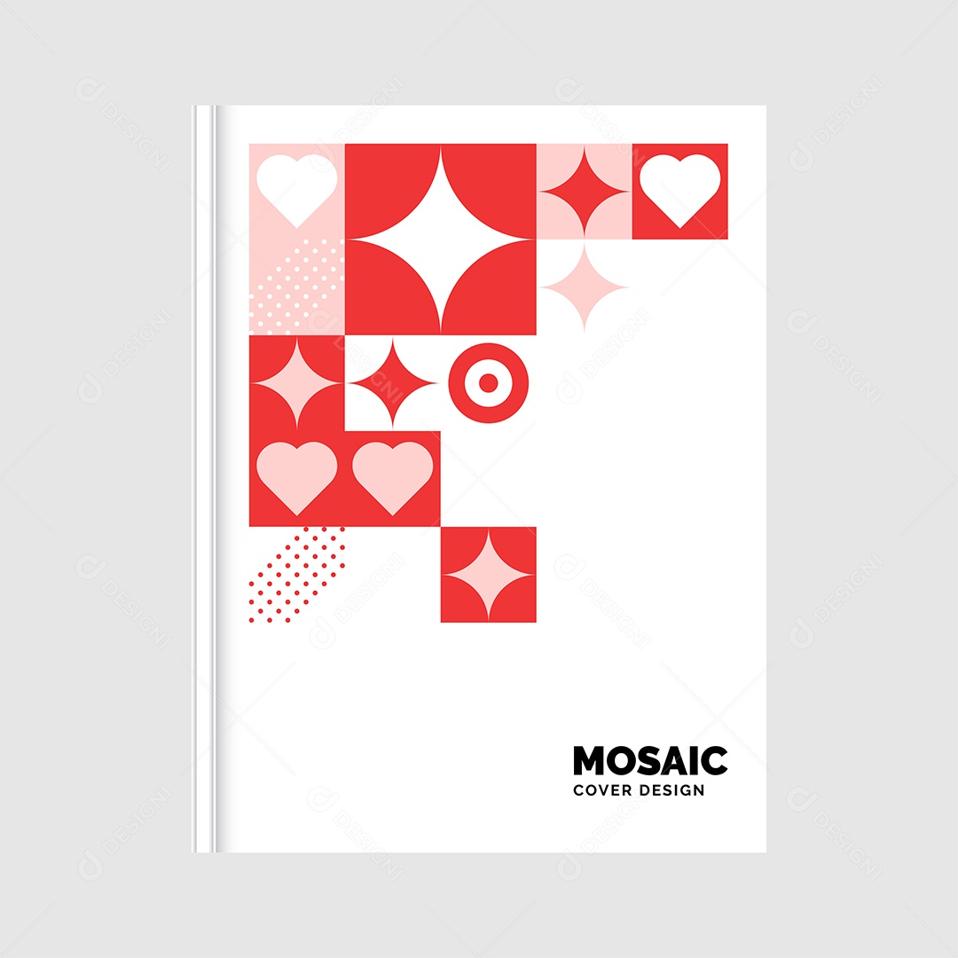 Modelo de Capa de Livro de Mosaico Plano Ilustração Vetor EPS