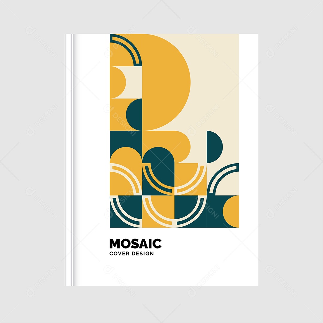 Modelo de Capa de Livro de Mosaico Plano Ilustração Vetor EPS