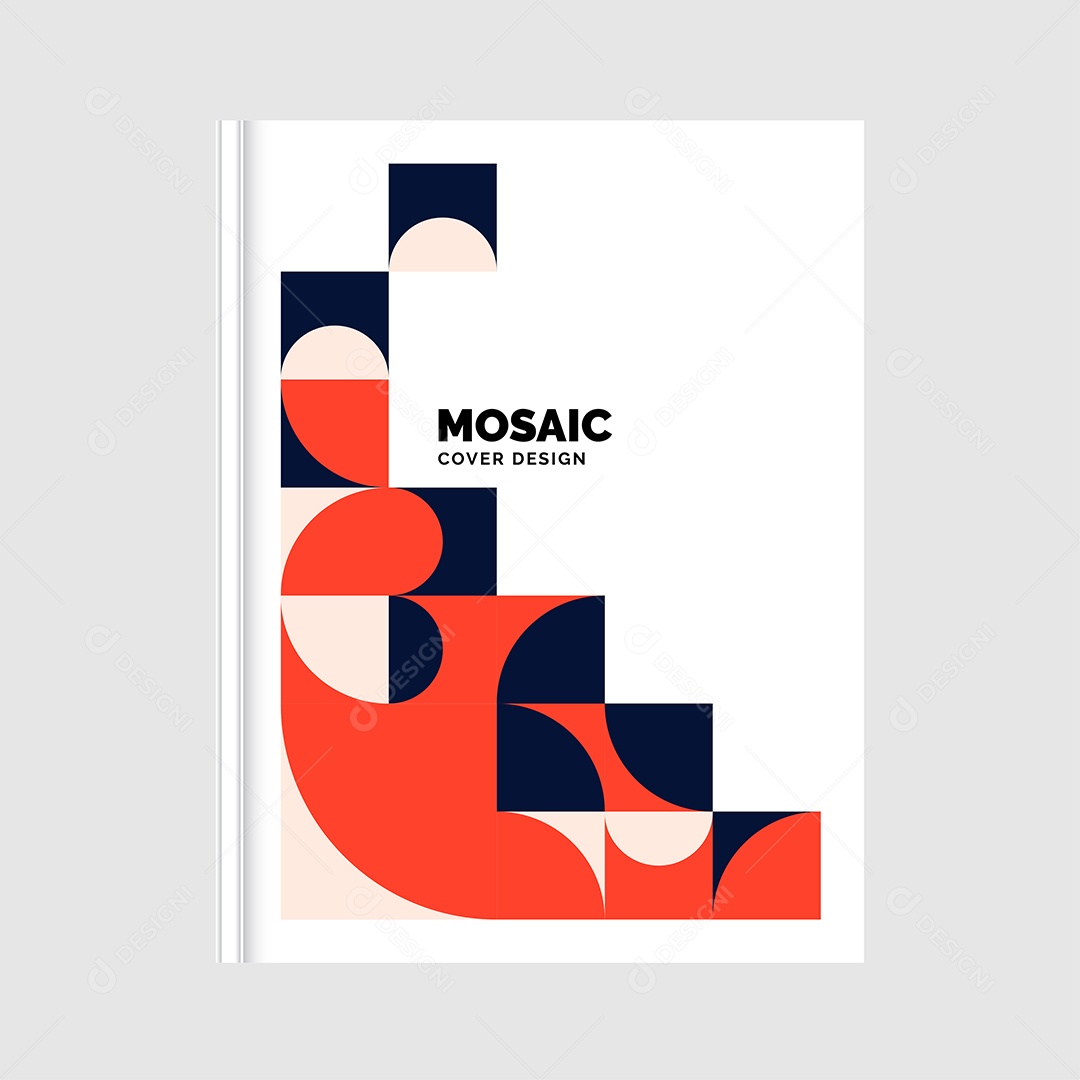 Modelo de Capa de Livro de Mosaico Plano Ilustração Vetor EPS