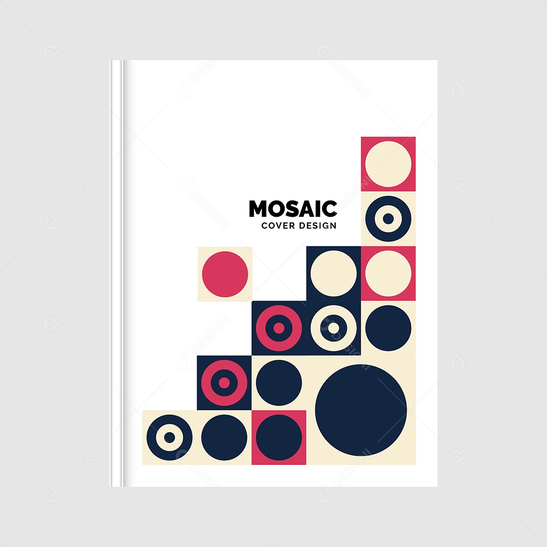Modelo de Capa de Livro de Mosaico Plano Ilustração Vetor EPS