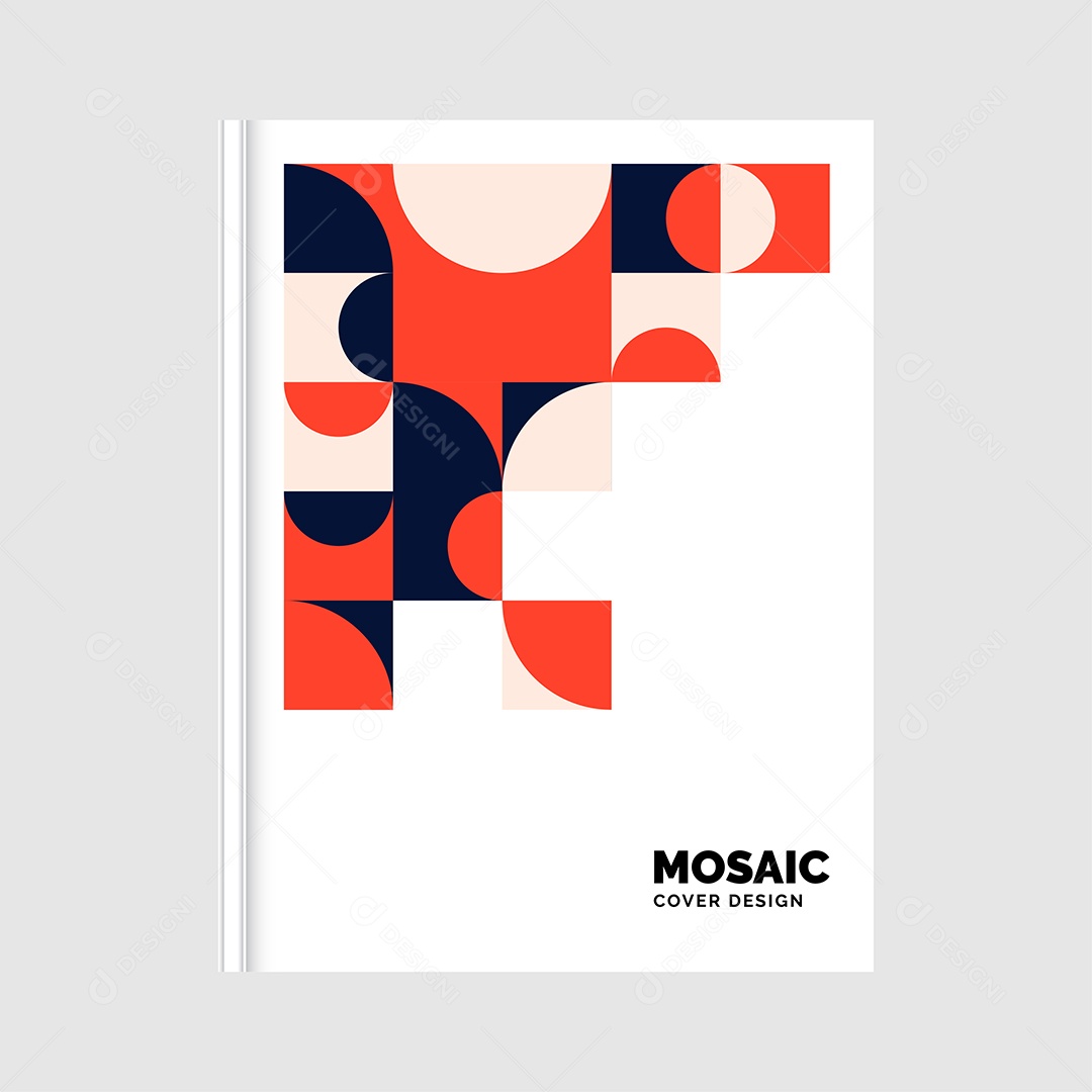 Modelo de Capa de Livro de Mosaico Plano Ilustração Vetor EPS