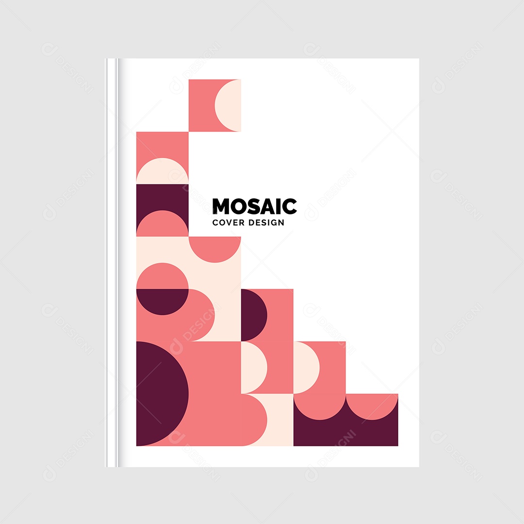 Modelo de Capa de Livro de Mosaico Plano Ilustração Vetor EPS