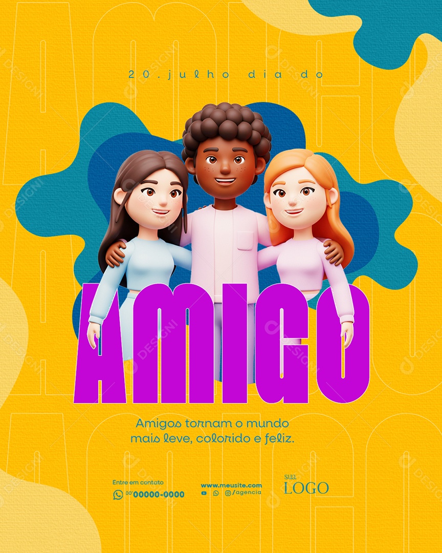 Dia do Amigo 20 de Junho Social Media PSD Editável