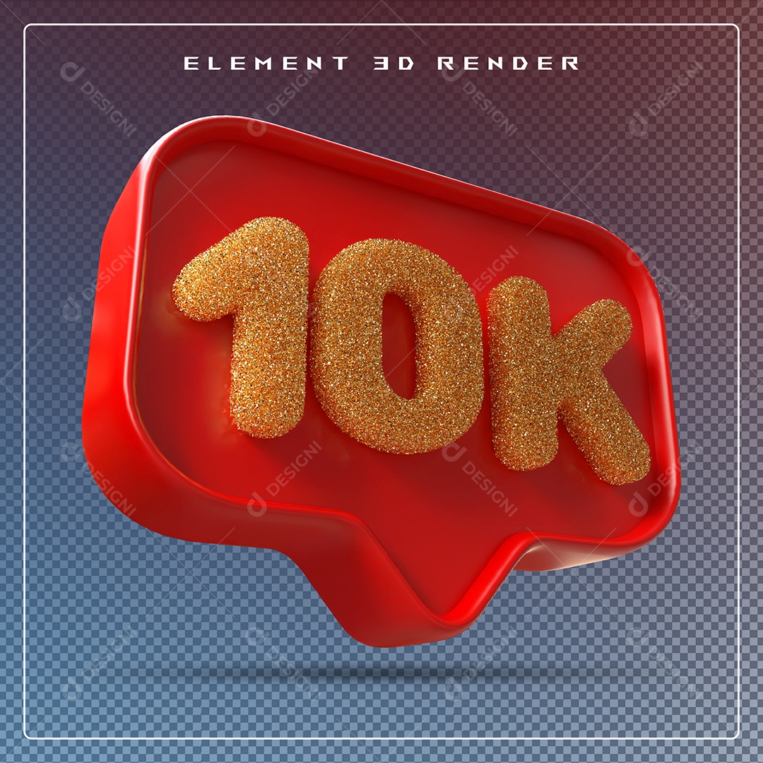 Ícone 3D Vermelho com 10K de Seguidores Elemento para Composição PSD