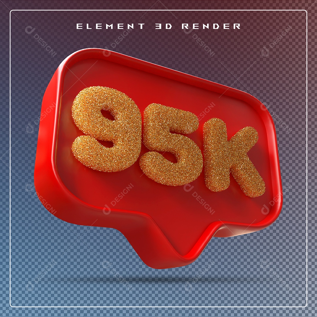 Ícone 3D Vermelho com 95K de Seguidores Elemento para Composição PSD