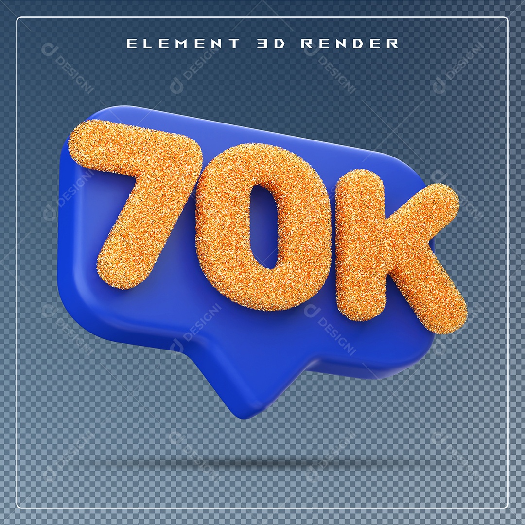 Ícone 3D Azul com 70K de Seguidores Elemento para Composição PSD