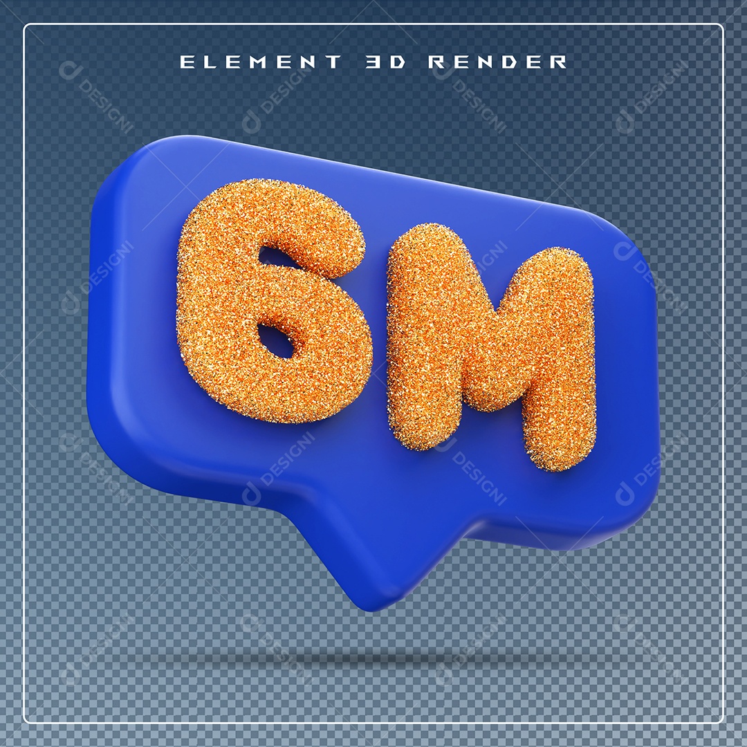 Ícone 3D Azul com 6M de Seguidores Elemento para Composição PSD