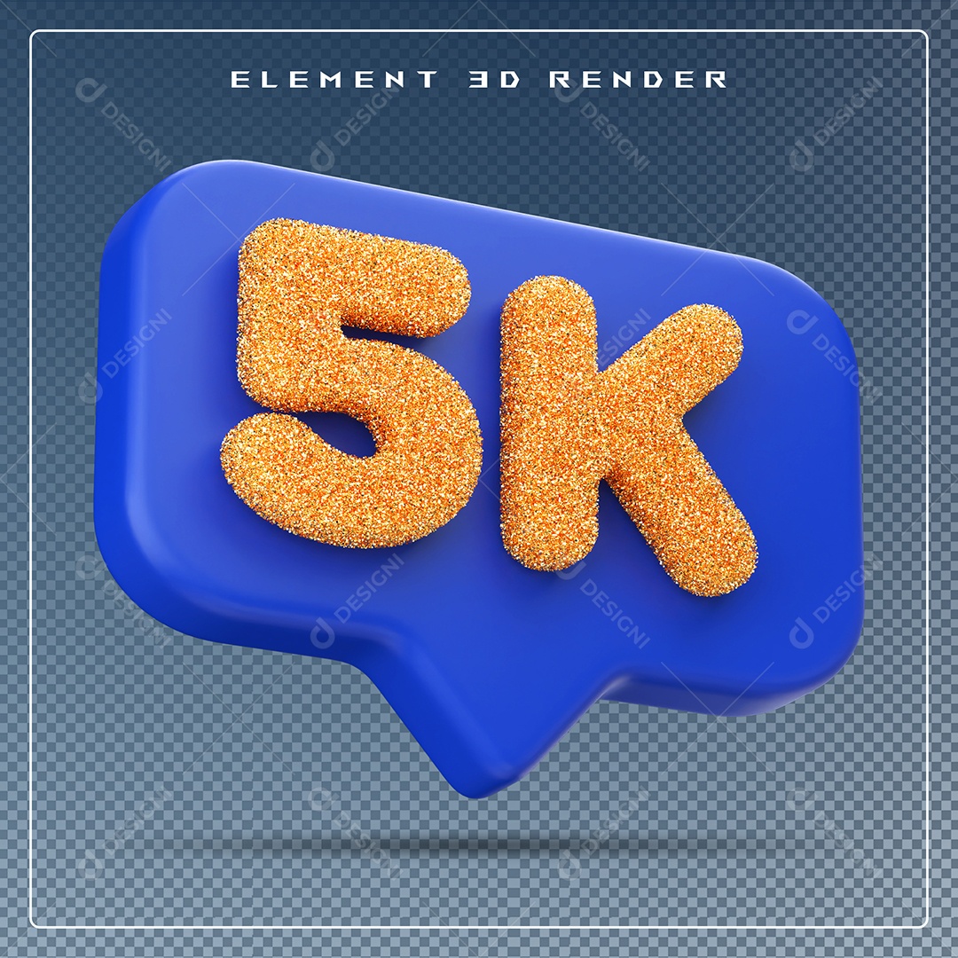 Ícone 3D Azul com 5K de Seguidores Elemento para Composição PSD