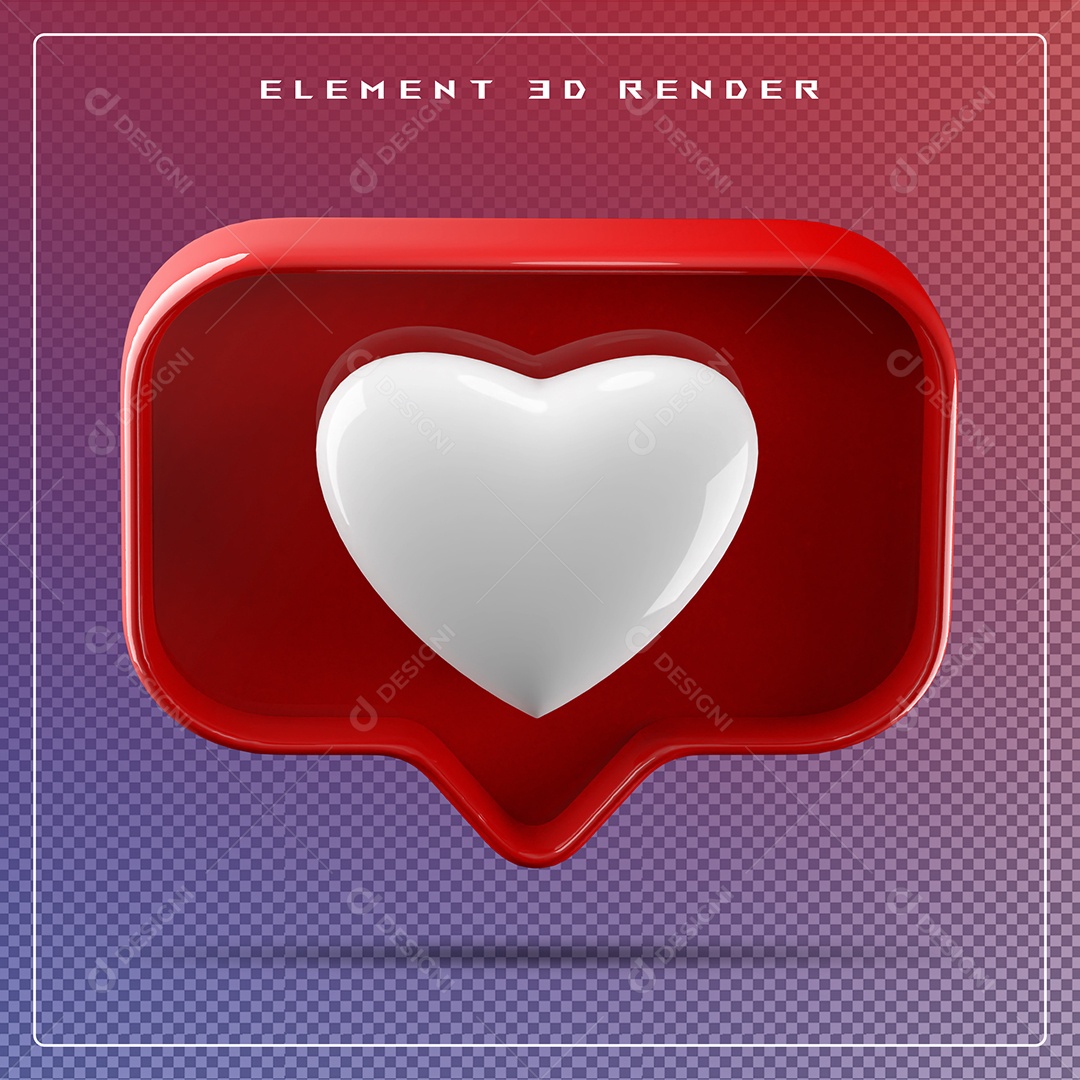 Emoji elemento 3D coração amei icones balão de fala