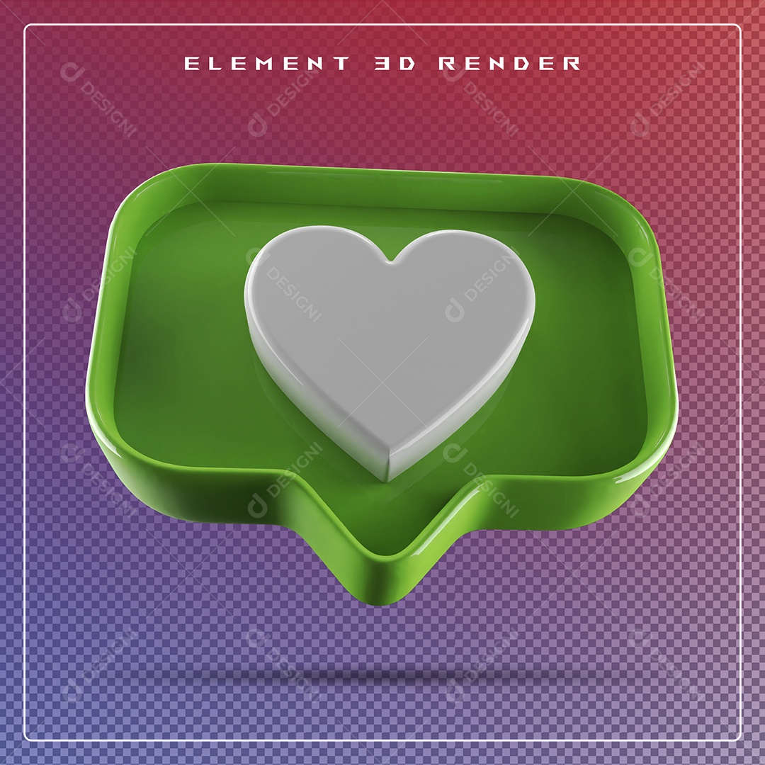 Ícone 3D Balão de Fala com Um Coração Elemento para Composição PSD