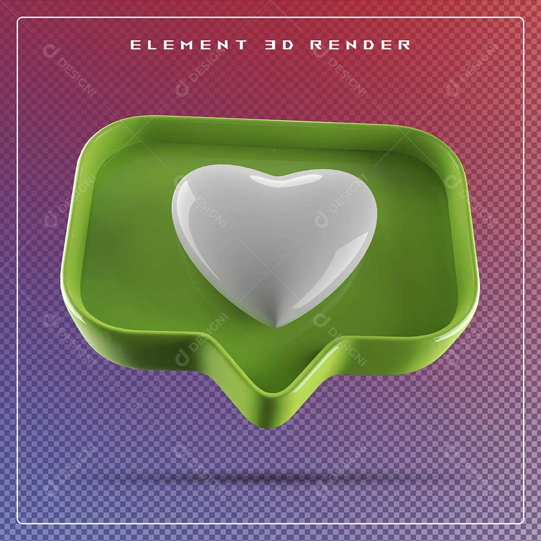 Ícone 3D Balão de Fala com Um Coração Elemento para Composição PSD