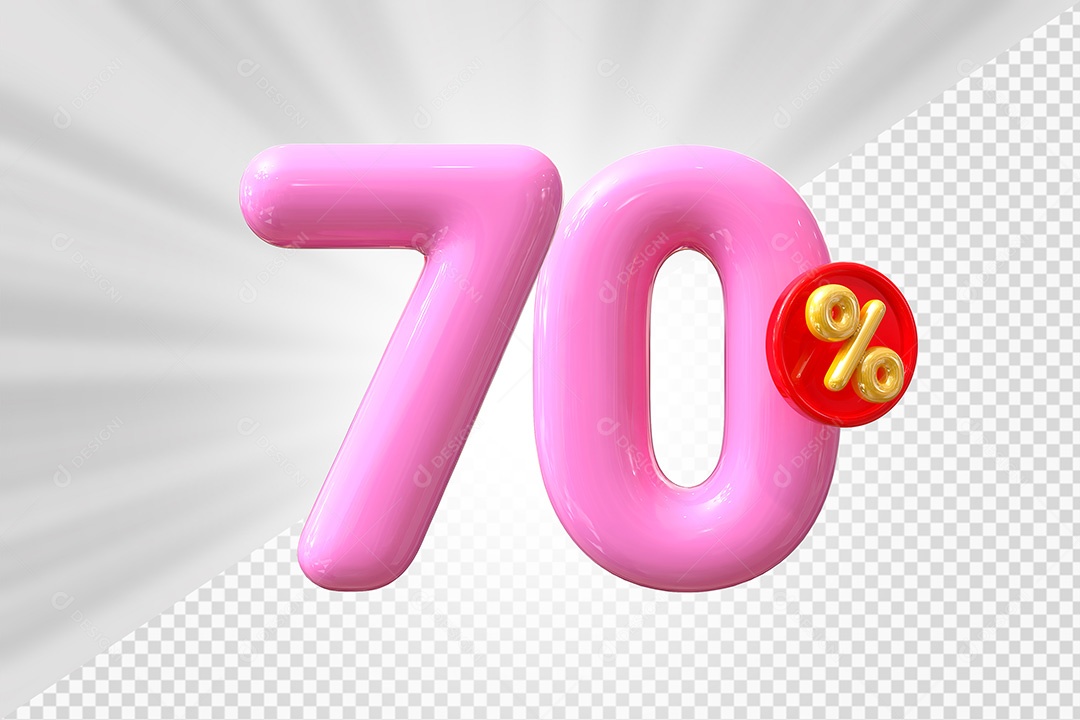 Elemento 3D Número 10% Rosa Para Composição PSD