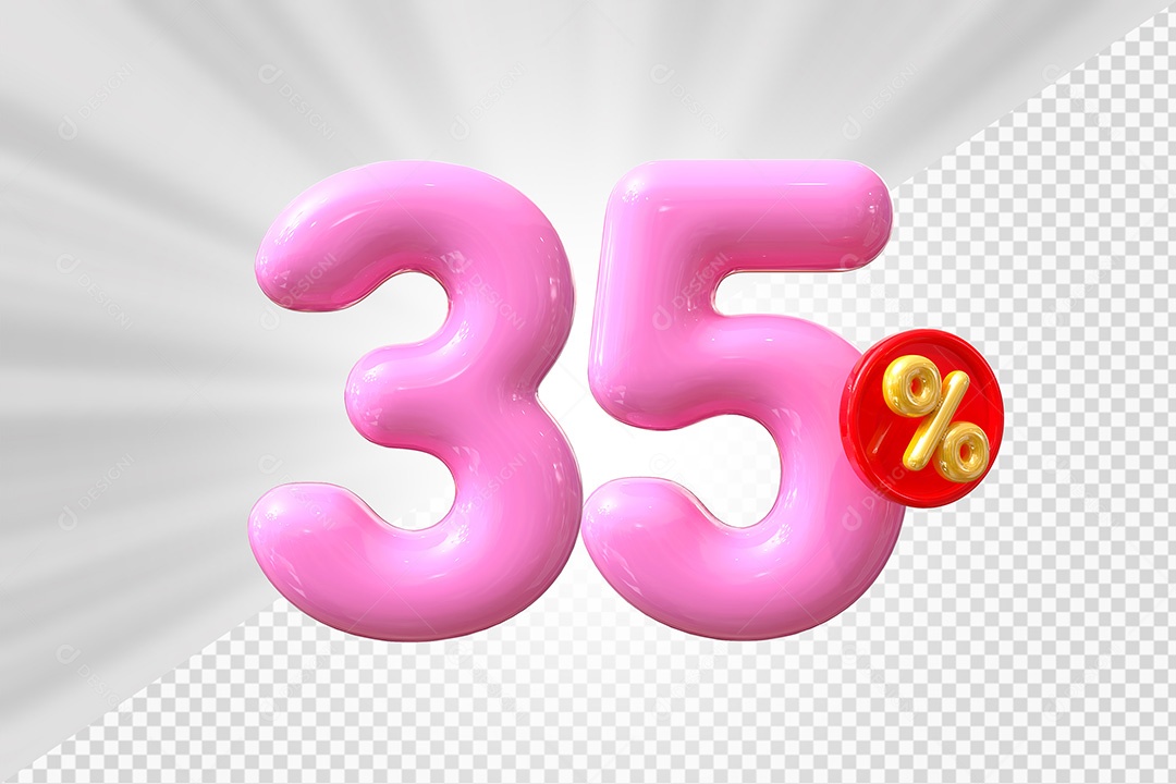 Elemento 3D Número 35% Rosa Para Composição PSD