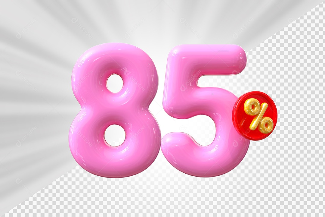 Elemento 3D Número 85% Rosa Para Composição PSD