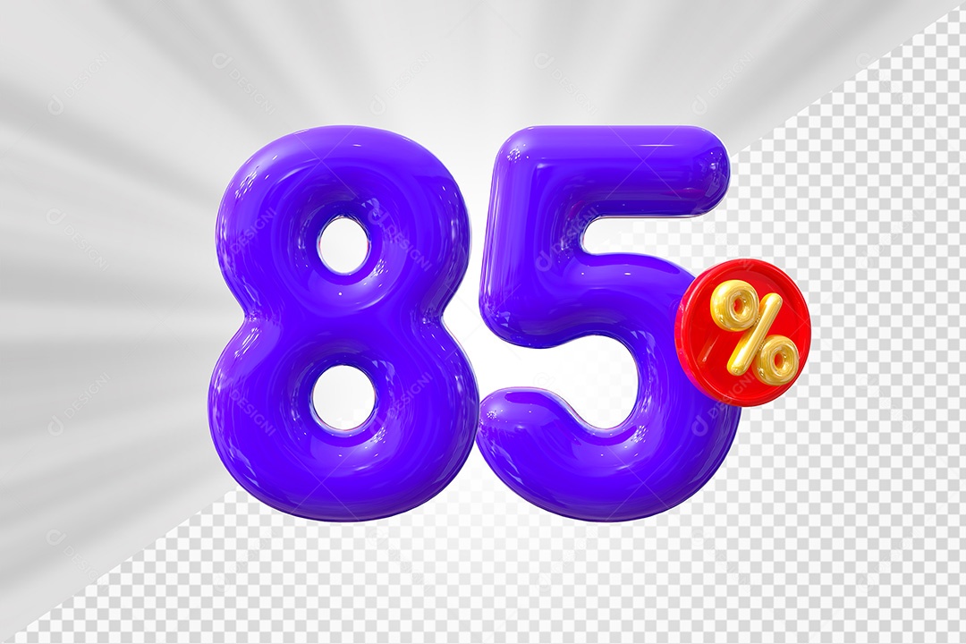 Elemento 3D Número 85% Roxo Para Composição PSD