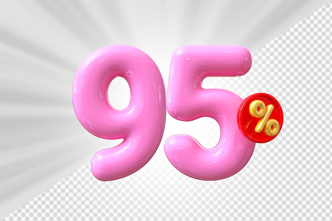 Elemento 3D Número 95% Rosa Para Composição PSD