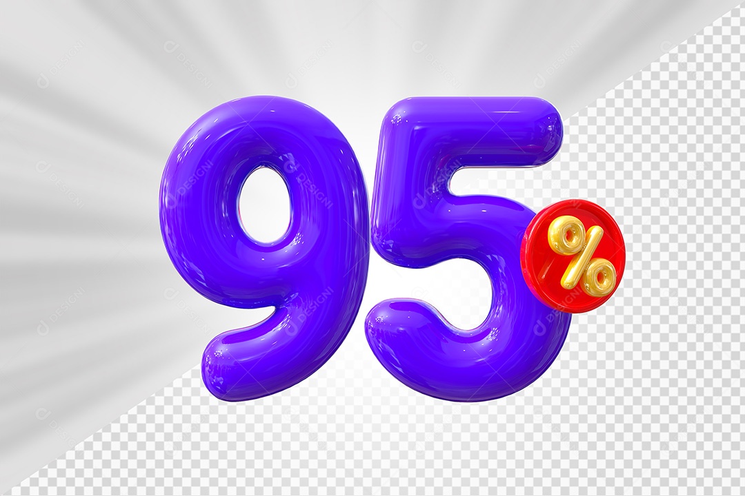 Elemento 3D Número 95% Roxo Para Composição PSD