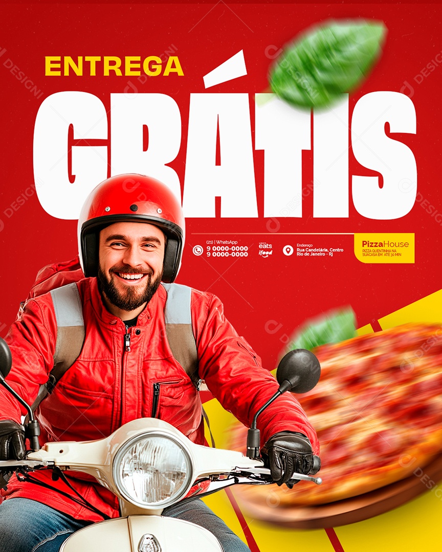 Pizzaria Entrega Grátis Social Media PSD Editável