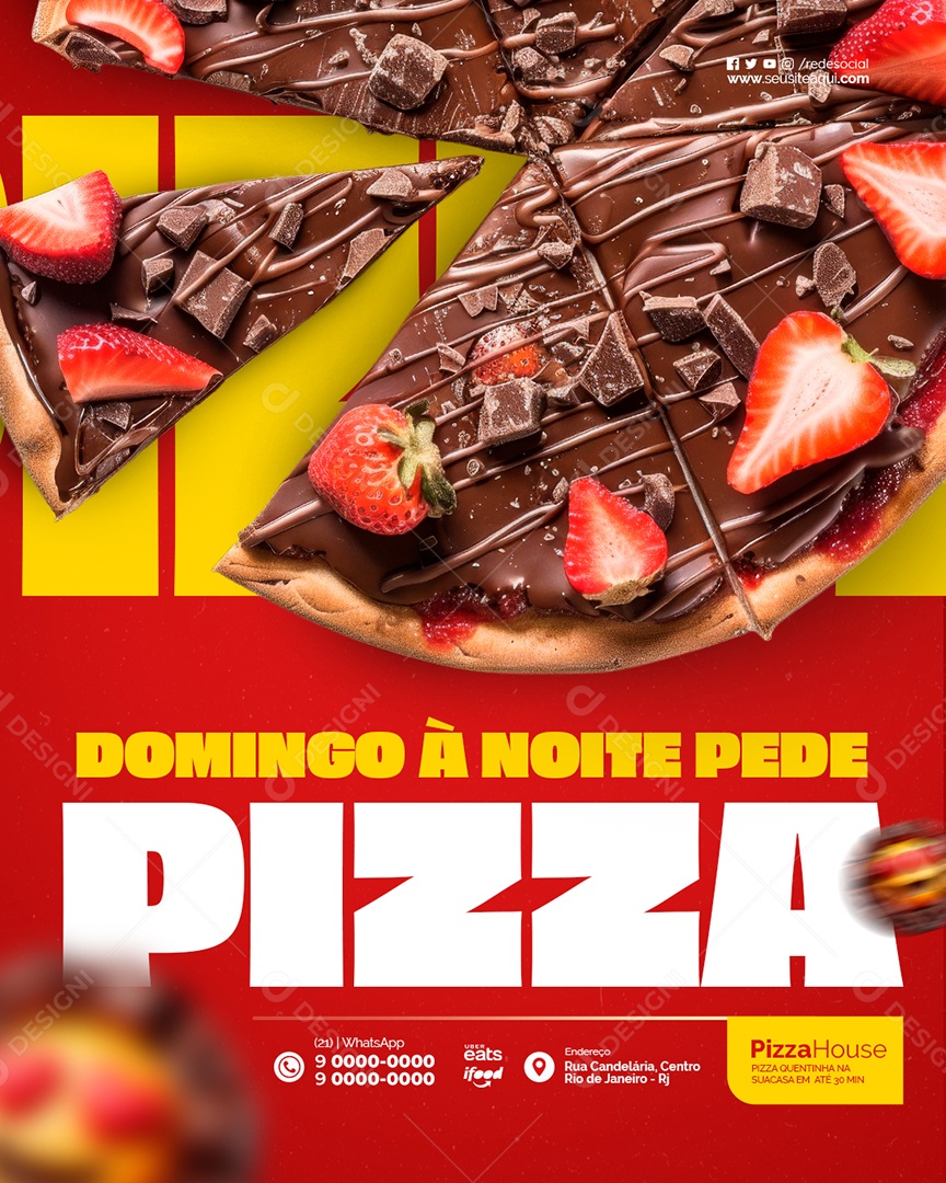 Pizzaria Domingo à Noite Pede Pizza Social Media PSD Editável