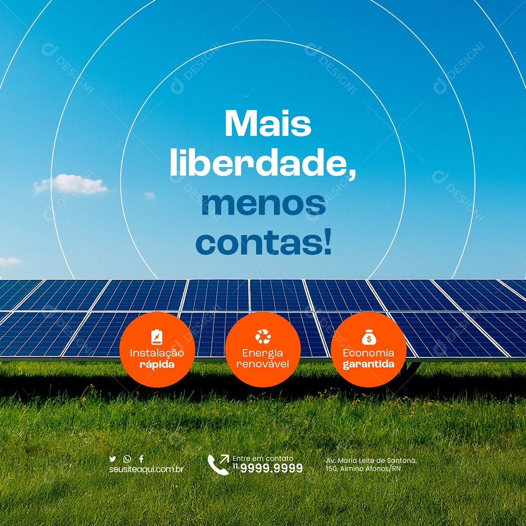 Energia Solar Mais Liberdade Menos Contas Social Media PSD Editável